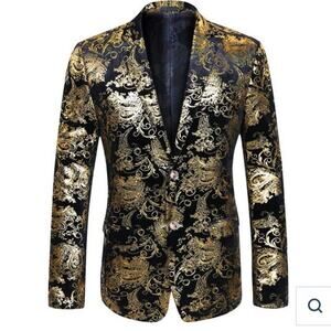 Elegant Black and Gold Men's Blazer